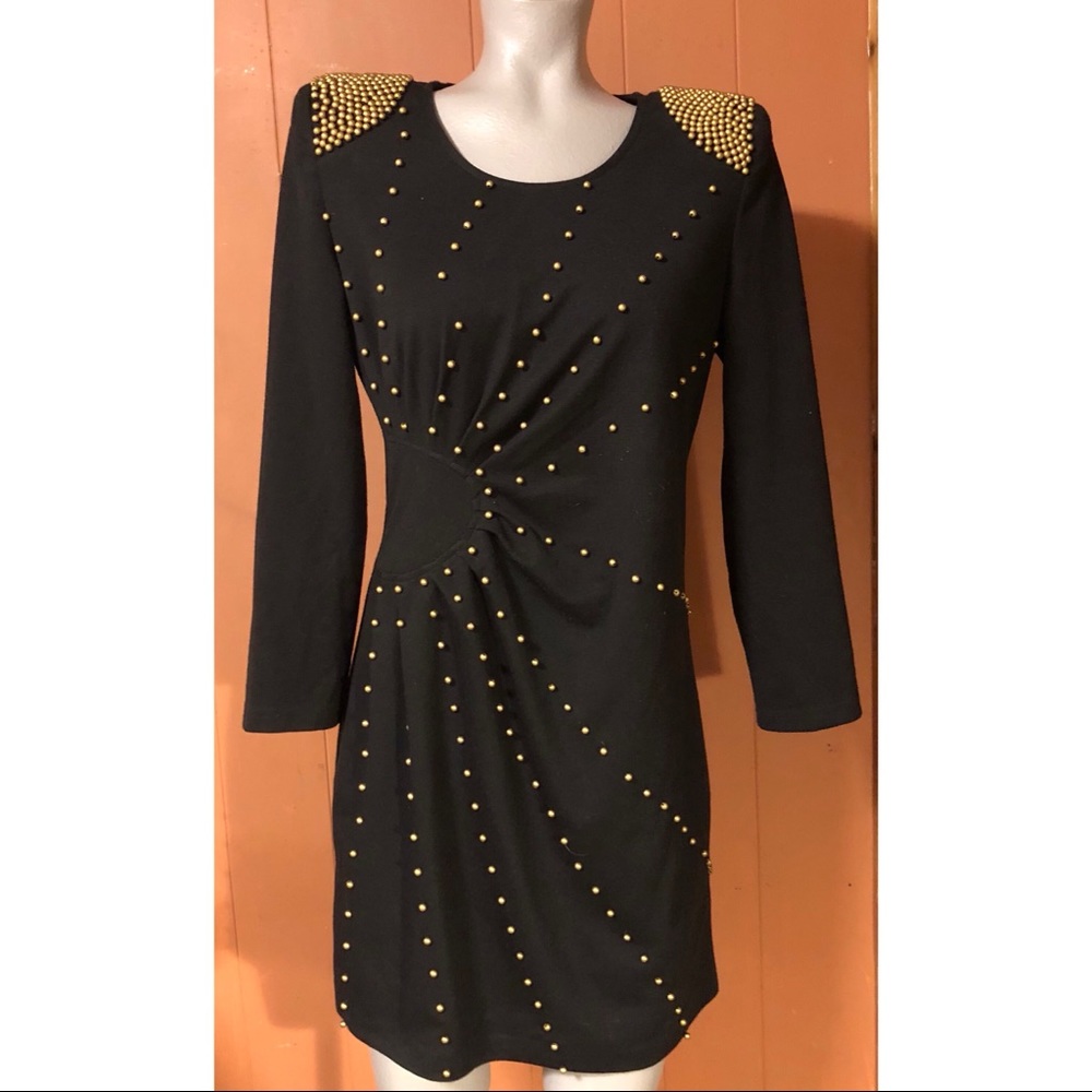 Splash Dubai Eighties Black Dress, Gold Beading